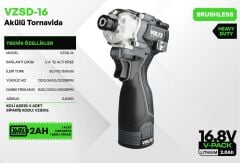 Voltz VZSD-16 Ayarlanabilir-Kademeli Hız 16,8 V 2 Ah Akülü Vidalama-Tornavida