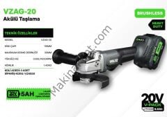 VOLTZ VZAG-20 Akülü Taşlama 20 Volt 5AH Çift Akülü