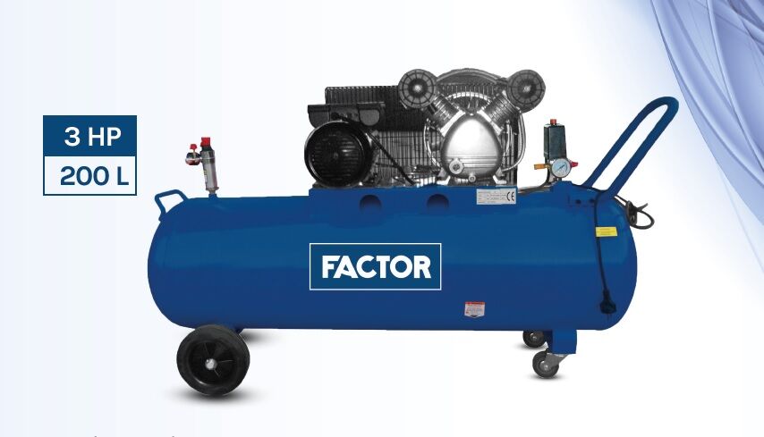 Factor 3 Hp 200 Litre Hava Kompresörü AC200 Yağlı Pistonlu Kompresör