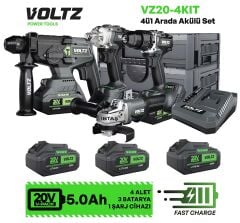 Voltz VZ20-4Kit 4ü1 Arada Akülü Matkap Set 20 V 5 Ah 4'lü Akülü Set