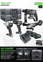 Voltz VZ20-4Kit 4ü1 Arada Akülü Matkap Set 20 V 5 Ah 4'lü Akülü Set